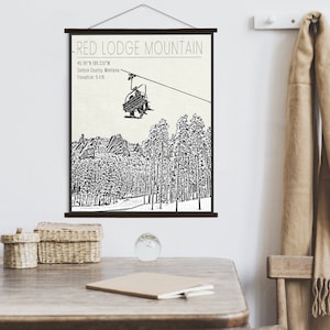 Red Hütte Berg Montana Poster | Leinwand von Red Lion Skiort | Gedruckter Marktplatz