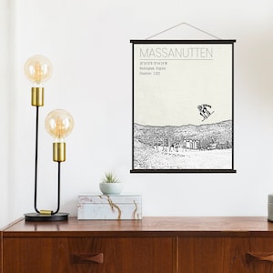 Massanutten Virginia Winter Skiort Illustration Druck | Hängender Keilrahmen von Massanutten | Gedruckter Marktplatz