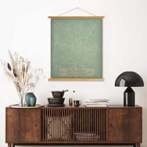 Dothan Alabama Vintage Straßen Karte | Leinwand Karte von Dothan | Gedruckter Marktplatz
