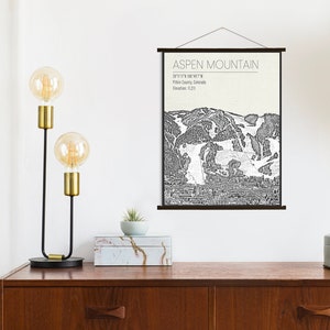 Aspen Berg Colorado Ski-Druck | Landkarte von Aspen Mountain | Gedruckter Marktplatz