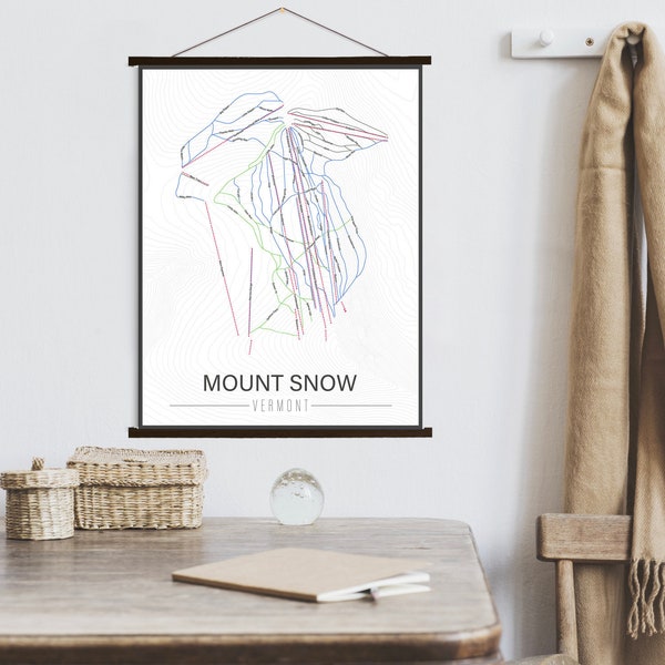 Mount Snow Vermont Ski Trail Map | Hanging Canvas of Mount Snow Ski Trail | Printed Marketplace