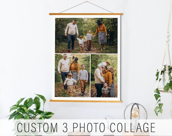 Customizable 3 Photo Collage Hanging Canvas, Personalized Family Photos, Custom Canvas Photo Collage by Printed Marketplace