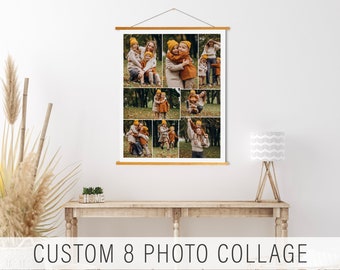 Personalized 8 Photo Hanging Canvas, Custom Family Photo Collage, Customizable Photo Prints by Printed Marketplace