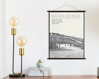 Blacktail Mountain Montana Ski Area  | Hanging Canvas of Blacktail Mountain | Printed Marketplace