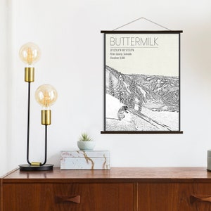 Buttermilch Colorado Ski Urlaubsort Illustration Druck | Leinwand Buttermilk Ski Resort | Gedruckter Marktplatz