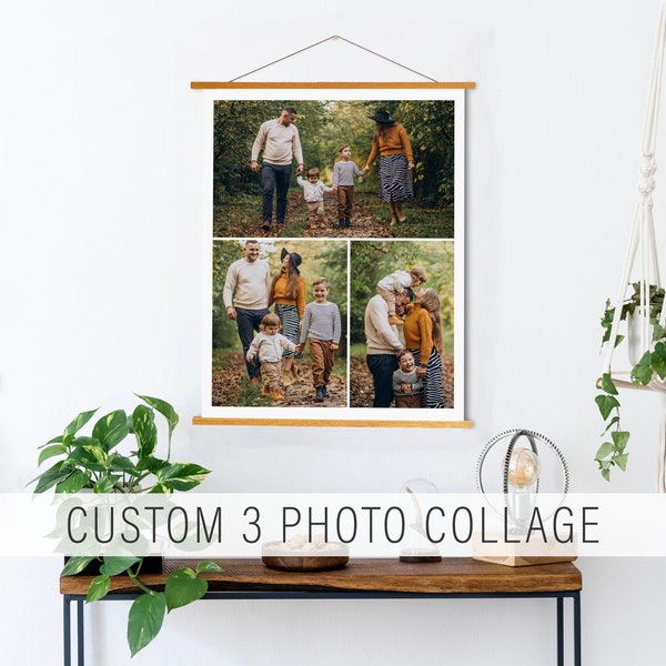 Customizable 3 Photo Collage Hanging Canvas, Personalized Family Photos, Custom Canvas Photo Collage by Printed Marketplace