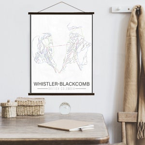 Whistler-Blackcomb British Columbia Skipiste Map Print | Hängende Leinwand von Whistler-Blackcomb Ski Trail | Gedruckter Marktplatz