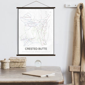 Crested Butte Colorado Skipiste Karte | Hängende Leinwand von Crested Butte Ski Trail | Gedruckter Marktplatz