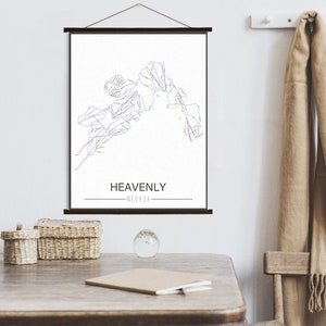 Himmlische Nevada Ski Run Map | Leinwand als hängende Leinwand der himmlischen Nevada Ski Spur | Gedruckter Marktplatz
