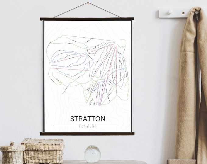 Stratton Vermont Ski Trail Map | Hanging Canvas of Stratton Ski Trail | Printed Marketplace