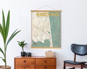 Rehoboth Beach Delaware Street Map | Hanging Poster of Rehoboth Beach | Printed Marketplace