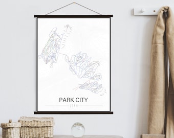 Park City Utah Ski Trail Map | Hanging Canvas of Park City Ski Trail | Printed Marketplace