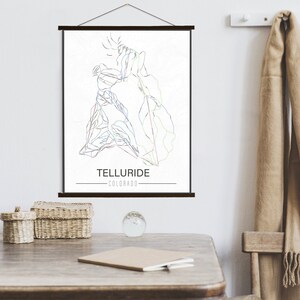 Telluride Colorado Skipiste Karte | Hängende Leinwand von Telluride Ski Trail | Gedruckter Marktplatz
