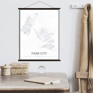 Skiroute-kaart van Park City Utah | Hangdoek van Park City Ski Trail | Gedrukte marktplaats