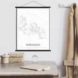 Kirkwood Kalifornien Ski Loipen Karte | Leinwand von Kirkwood Ski Track zum Aufhängen Gedruckter Marktplatz