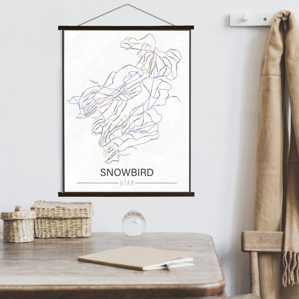 Snowbird Utah Ski Trail Map | Hanging Canvas of Snowbird Ski Trail | Printed Marketplace