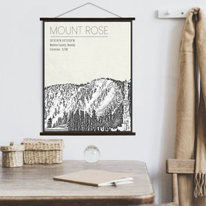 Estância de esqui de Rosa Nevada da montagem Pôsteres de <br> Crie Seu Próprio Produto! Lona pendurada de Mt. Rose Ski Tahoe | Mercado Impresso