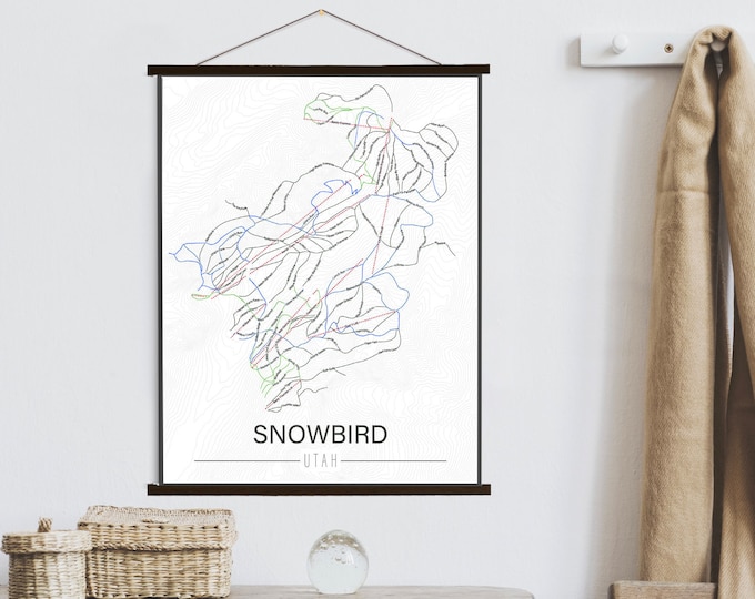 Snowbird Utah Ski Trail Map | Hanging Canvas of Snowbird Ski Trail | Printed Marketplace
