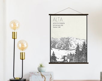 Alta Utah Ski Resort | Hanging Canvas Map of Alta | Printed Marketplace