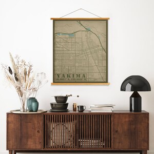 Yakima Washington Straßen Karte | Leinwand Landkarte Yakima zum Aufhängen | Gedruckter Marktplatz