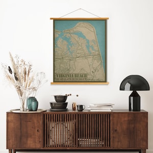 Virginia Beach Virginia Street Map | Hanging Canvas Map of Virginia Beach | Printed Marketplace