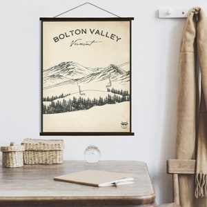 Bolton Valley Vermont Ski Resort schets afdrukken | Hangend canvas van Bolton Valley Ski Resort | Gedrukte marktplaats