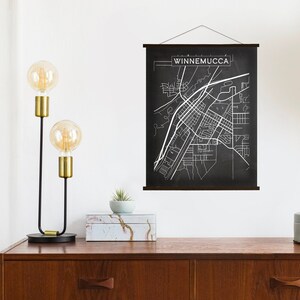 Winnemucca Nevada Charcoal Straßenkarte | Leinwand Karte von Winnemucca zum Aufhängen | Gedruckter Marktplatz