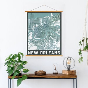 New Orleans Louisiana Stadt Straßenkarte | Leinwand zum Aufhängen Karte von New Orleans | Gedruckter Marktplatz