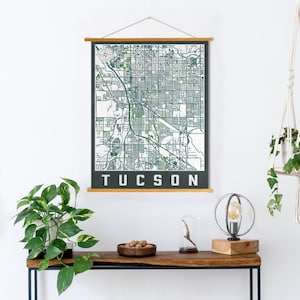 Mapa de calles de la ciudad de Tucson Arizona / Mapa de lienzo colgante de Tucson / Mercado impreso