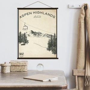 Aspen Highlands Colorado Ski Resort Sketch Print | Hängende Leinwand von Aspen Highlands | Gedruckter Marktplatz