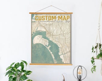 Mapa de calles de la ciudad vintage personalizado de Printed Marketplace