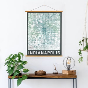 Indianapolis Indiana City Street Map | Hanging Canvas Map of Indianapolis | Printed Marketplace