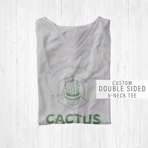 Customizable Logo Double Sided V-Neck Graphic Tee Shirt by Printed Marketplace | Bella and Canvas