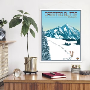 Crested Butte Colorado Moderne Illustration Print | Hängende Leinwand von Crested Butte Ski Resort | Gedruckter Marktplatz