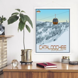 Cataloochee North Carolina moderne Illustration Druck | Leinwand aufhängbar mit Cataloochee Ski Areal | Gedruckter Marktplatz