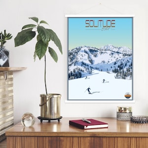 Einsamkeit Utah Moderne Illustration Print | Hängende Leinwand von Einsamkeit Ski Resort | Gedruckter Marktplatz