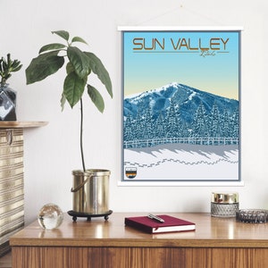 Sun Valley Idaho Moderne Illustration Print | Hängende Leinwand von Sun Valley Ski Resort | Gedruckter Marktplatz