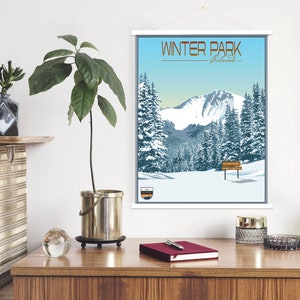 Winter Park Colorado Moderne Illustration Print | Hängende Leinwand von Winter Park Ski Resort | Gedruckter Marktplatz
