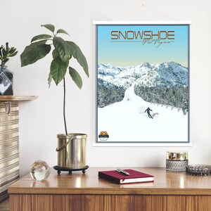 Schneeschuh West Virginia moderne Illustration Druck | Leinwand von Snowshoe SkiResort | Gedruckter Marktplatz