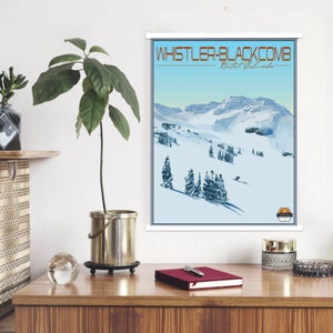 Whistler-Blackcomb Columbia Británica Impresión de ilustración moderna / Lienzo colgante de la estación de esquí de Whistler-Blackcomb / Mercado impreso
