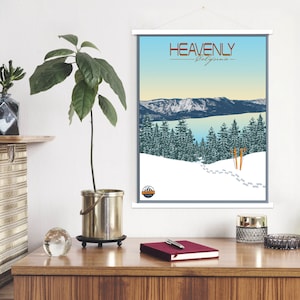 Heavenly California Modern Illustration Print | Hanging Canvas of Heavenly Ski Resort | Printed Marketplace