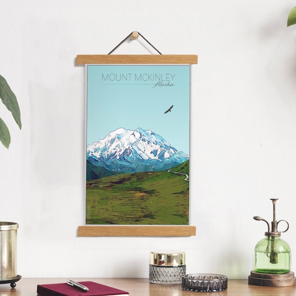 Mount Mckinley Alaska Illustration Print | Mount Mckinley Hanging Canvas Print | Printed Marketplace