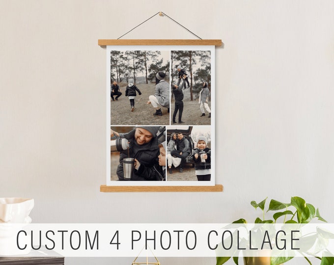 Personalized 4 Photo Collage Hanging Canvas, Custom Family Photo Print, Custom Canvas Photo Collage by Printed Marketplace