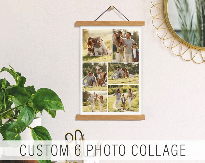 Personalized 6 Photo Collage Hanging Canvas, Custom Photo Collage Canvas, Family Photos Print by Printed Marketplace