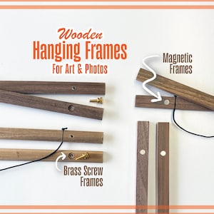 Hangende houten magnetische fotolijstjes voor kunst en foto | Hanglijst | Magnetische posterlijst | Posterlijst | Magnetische of messing schroeven