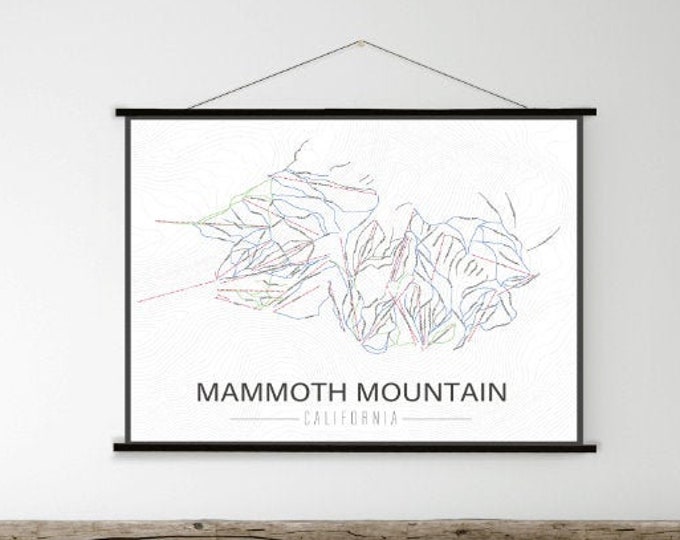 Mammoth Mountain California Ski Trail Map | Hanging Canvas of Mammoth Mountain Ski Trail | Printed Marketplace