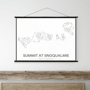 Cumbre en Snoqualmie Washington Ski Trail Mapa Impresión / Lienzo colgante de Cumbre en Snoqualmie Ski Trail / Mercado impreso