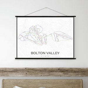 Bolton Valley Vermont-skiroutekaart | Hangend canvas van Bolton Valley Ski Trail | Gedrukte marktplaats