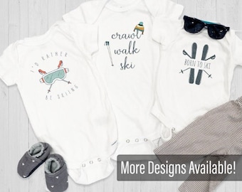 Crawl Walk Ski Onesie® Collection | Ski Resort Toddler Apparel | Baby Bodysuit