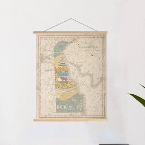Delaware Vintage State Flag Map Print | Delaware Hanging Canvas Map Art | Printed Marketplace